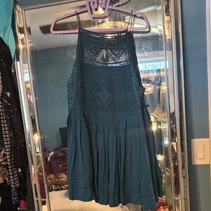 Teal Sleeveless Crochet Free People Dress